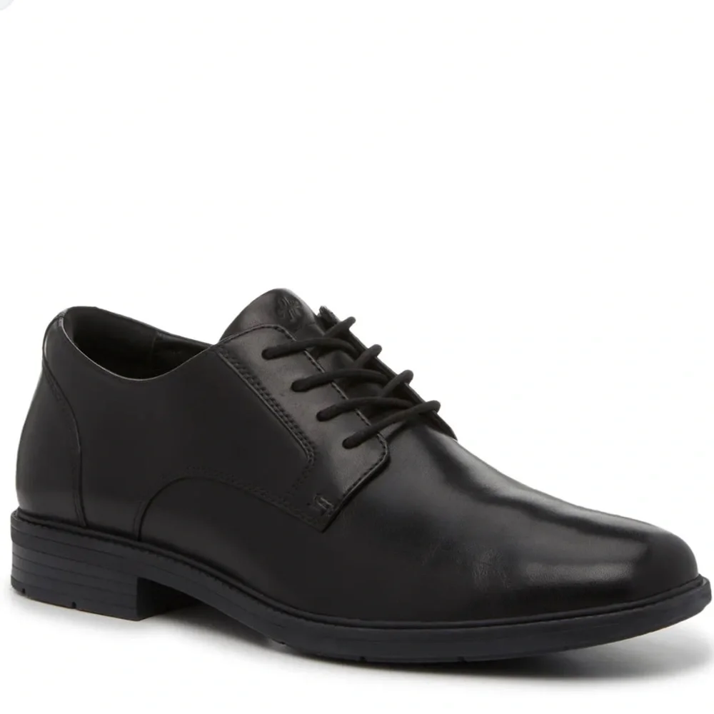Hush Puppies Men's Black Leather Lace-Up Derby